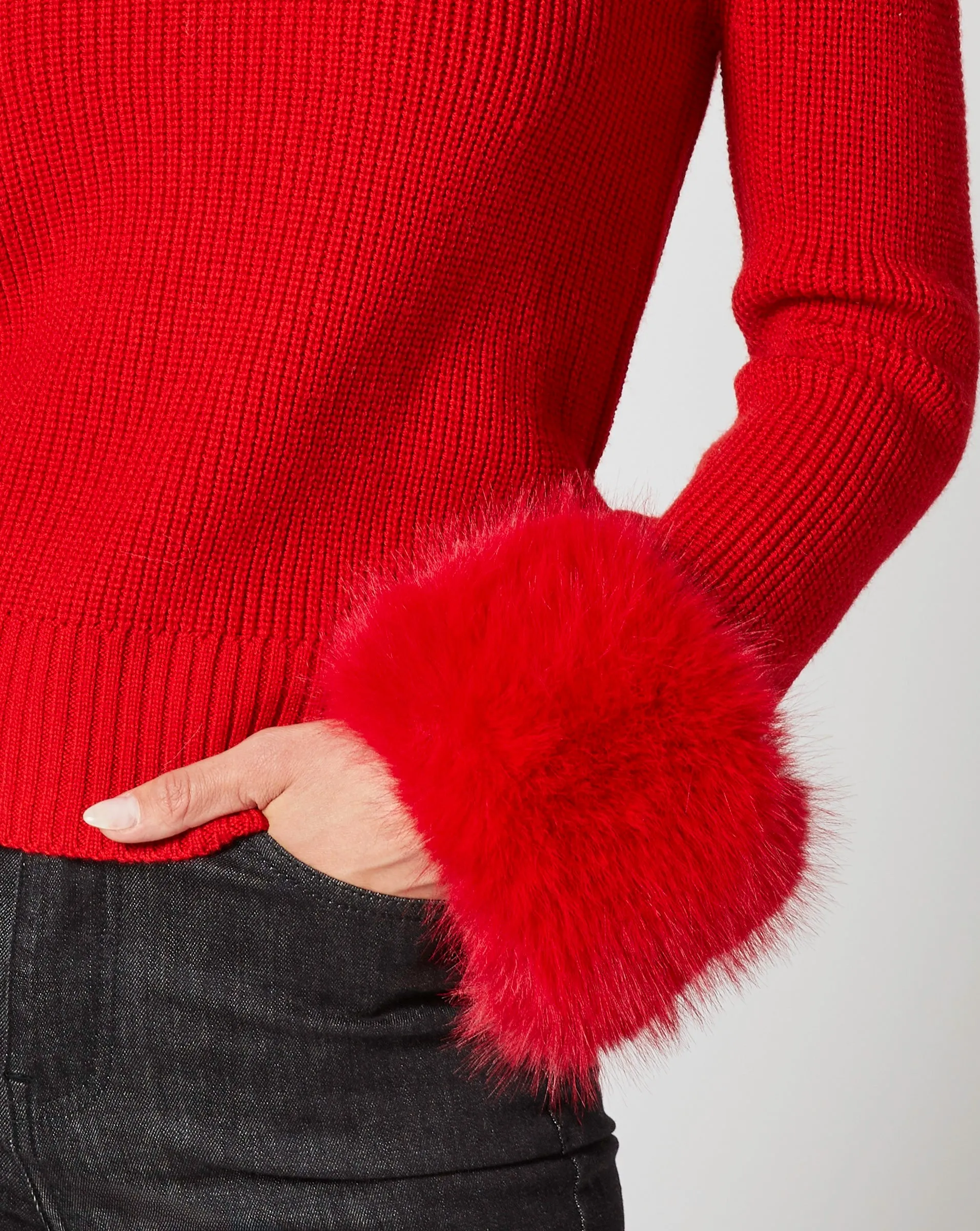 Alps Removable Faux Fur Turtleneck Sweater sold by Adrienne Landau product image thumbnail 4