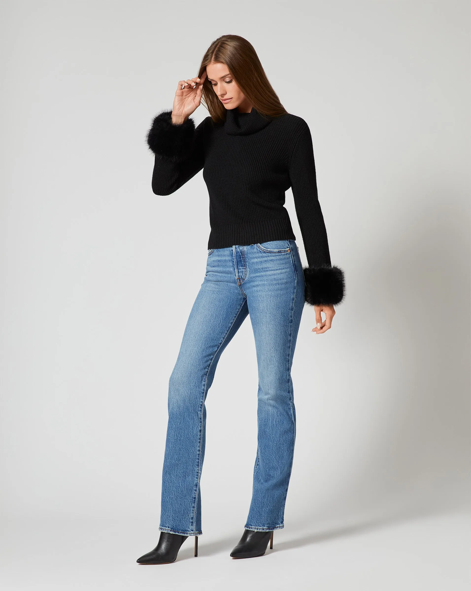 Alps Removable Faux Fur Turtleneck Sweater sold by Adrienne Landau product image thumbnail 4