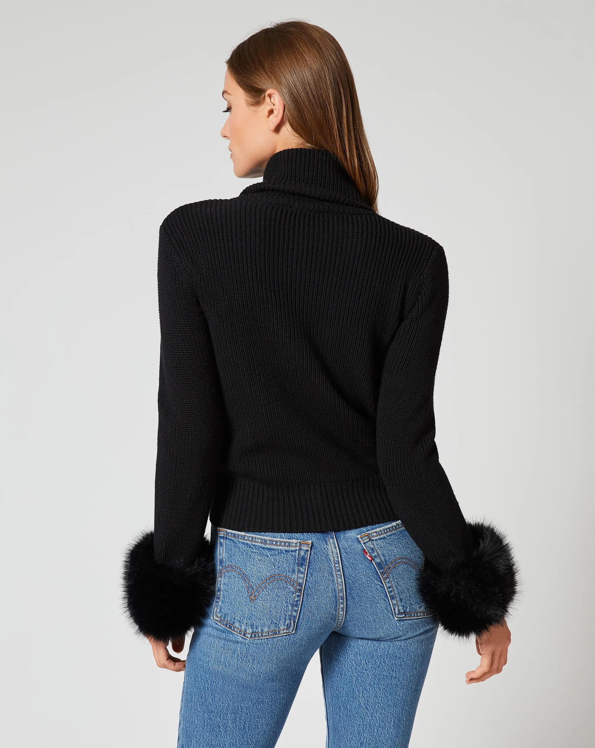 Alps Removable Faux Fur Turtleneck Sweater sold by Adrienne Landau product image thumbnail 5