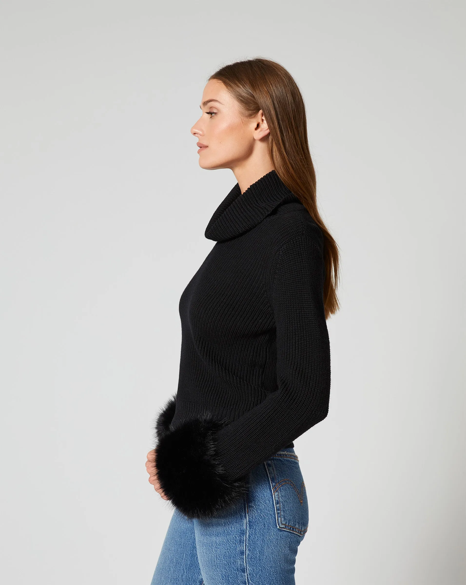 Alps Removable Faux Fur Turtleneck Sweater sold by Adrienne Landau product image thumbnail 3