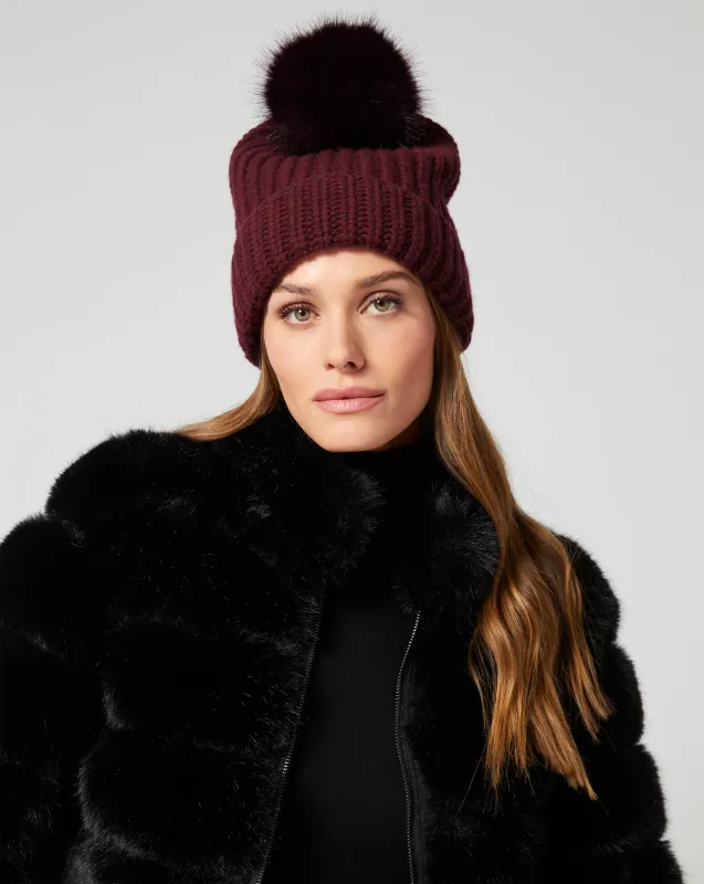 Faux Fur Pom-Pom Knit Beanie sold by Adrienne Landau