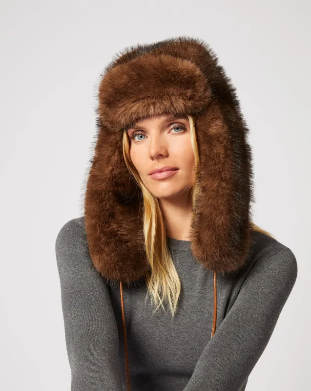 Lauren Fox Faux Fur Trapper Hat sold by Adrienne Landau