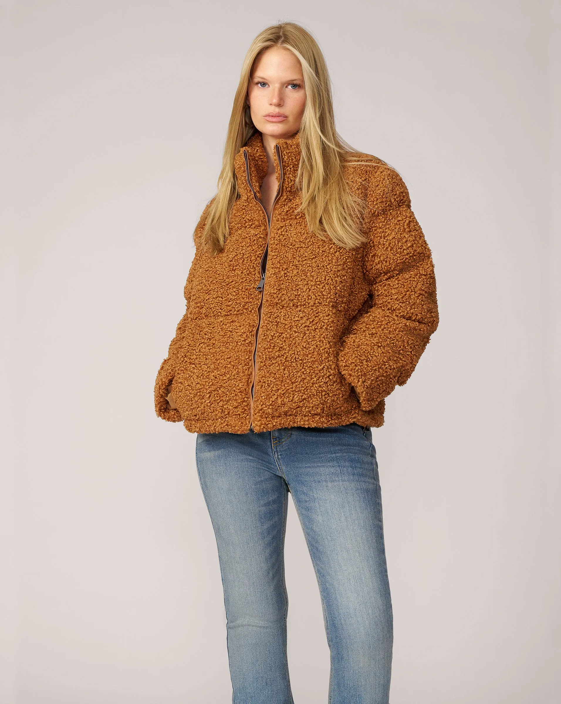 Plush Quilted Faux Fur Puffer Jacket sold by Adrienne Landau product image thumbnail 5