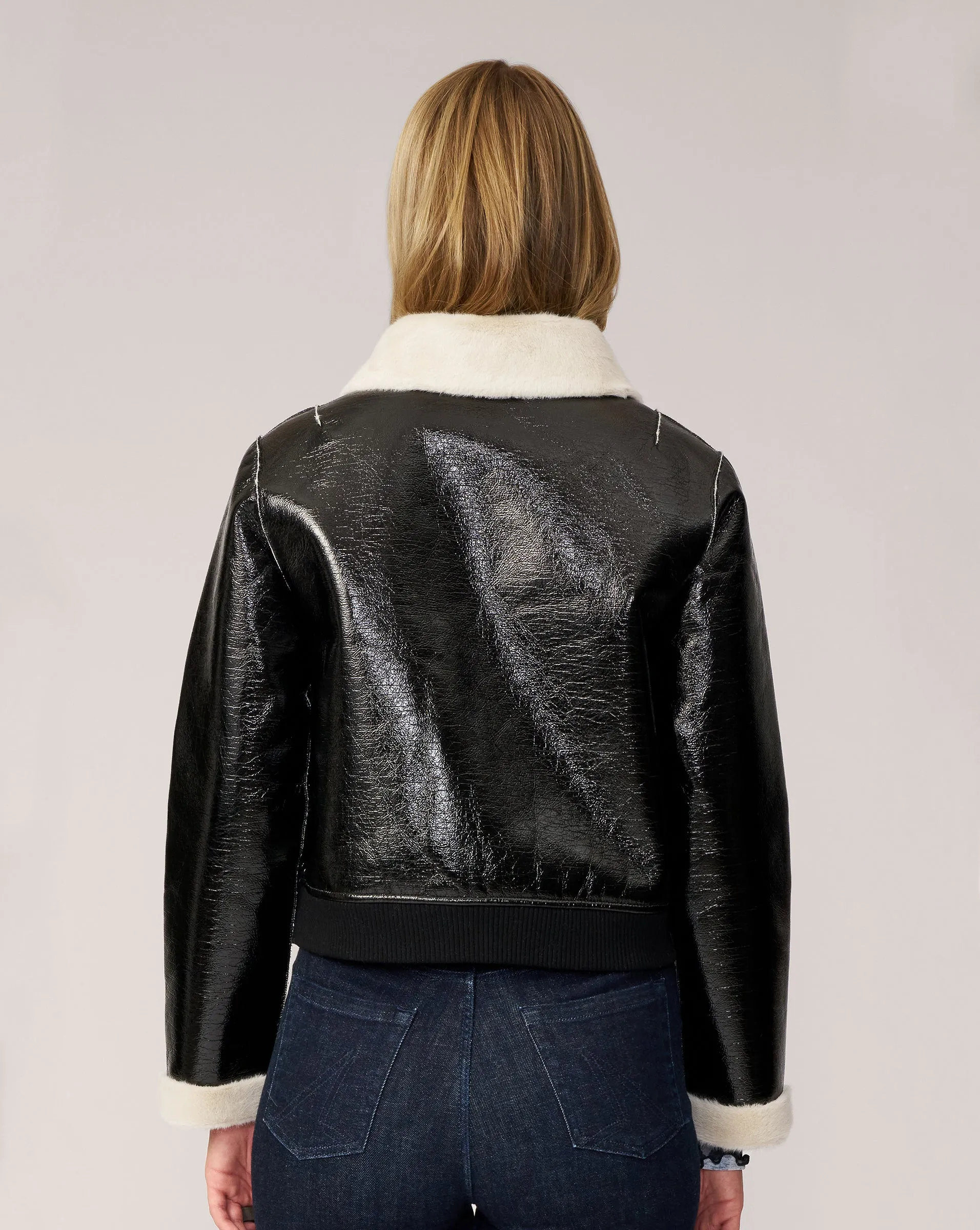 Contrast Faux Fur & Vegan Leather Jacket sold by Adrienne Landau product image thumbnail 4