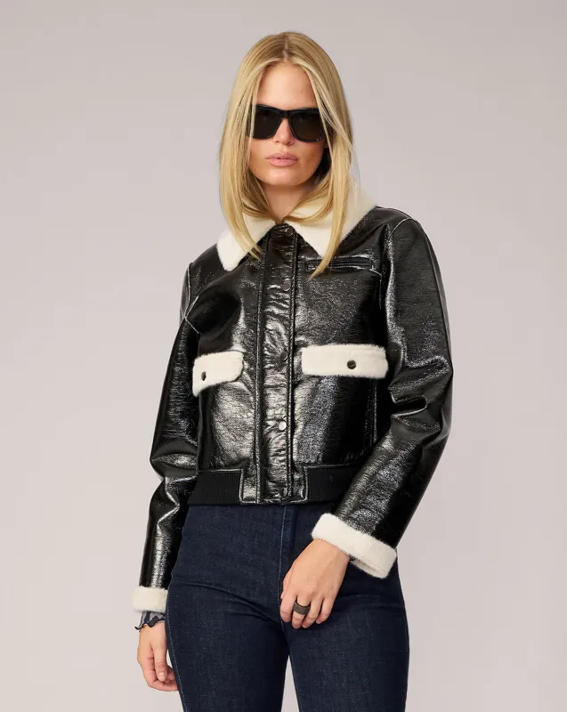 Contrast Faux Fur & Vegan Leather Jacket sold by Adrienne Landau
