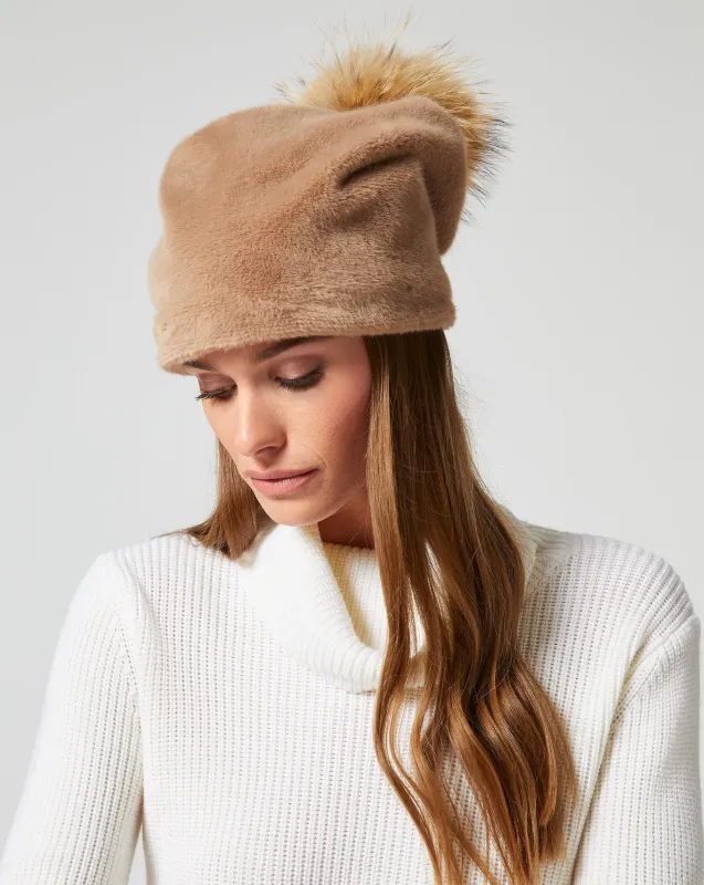 Teddy Mink Faux Fur Beanie sold by Adrienne Landau