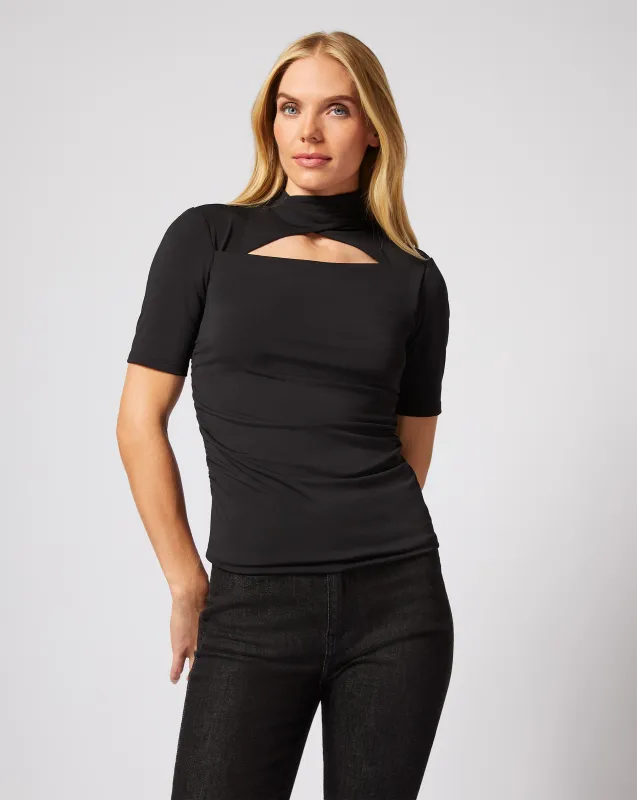 Cutout Mock Neck Top, Black sold by Adrienne Landau