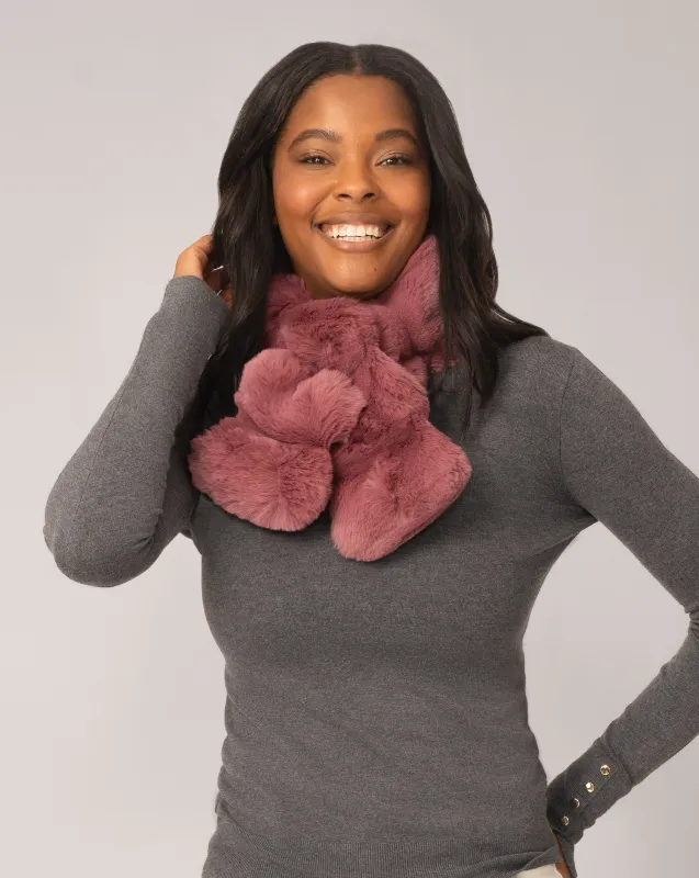 Pull Through Faux Chinchilla Scarf, Rose sold by Adrienne Landau
