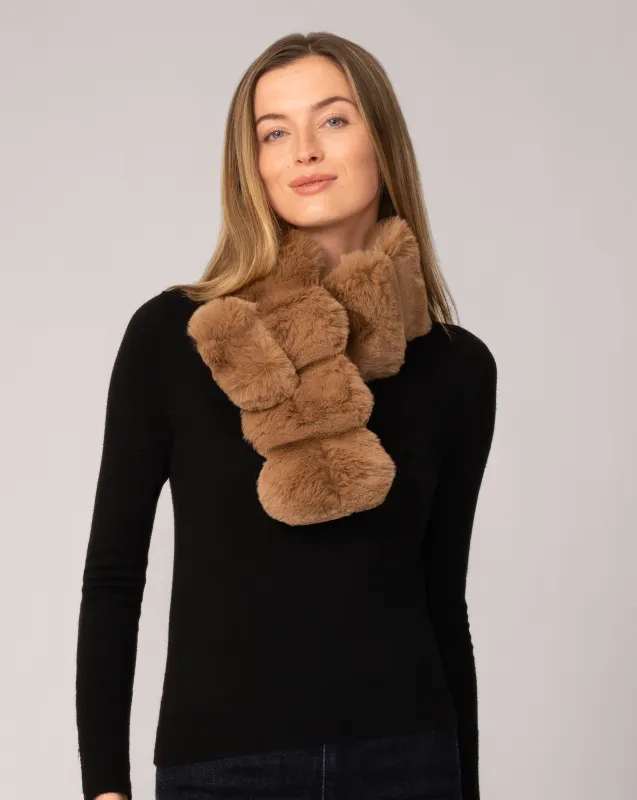 Pull Through Faux Chinchilla Scarf, Camel sold by Adrienne Landau