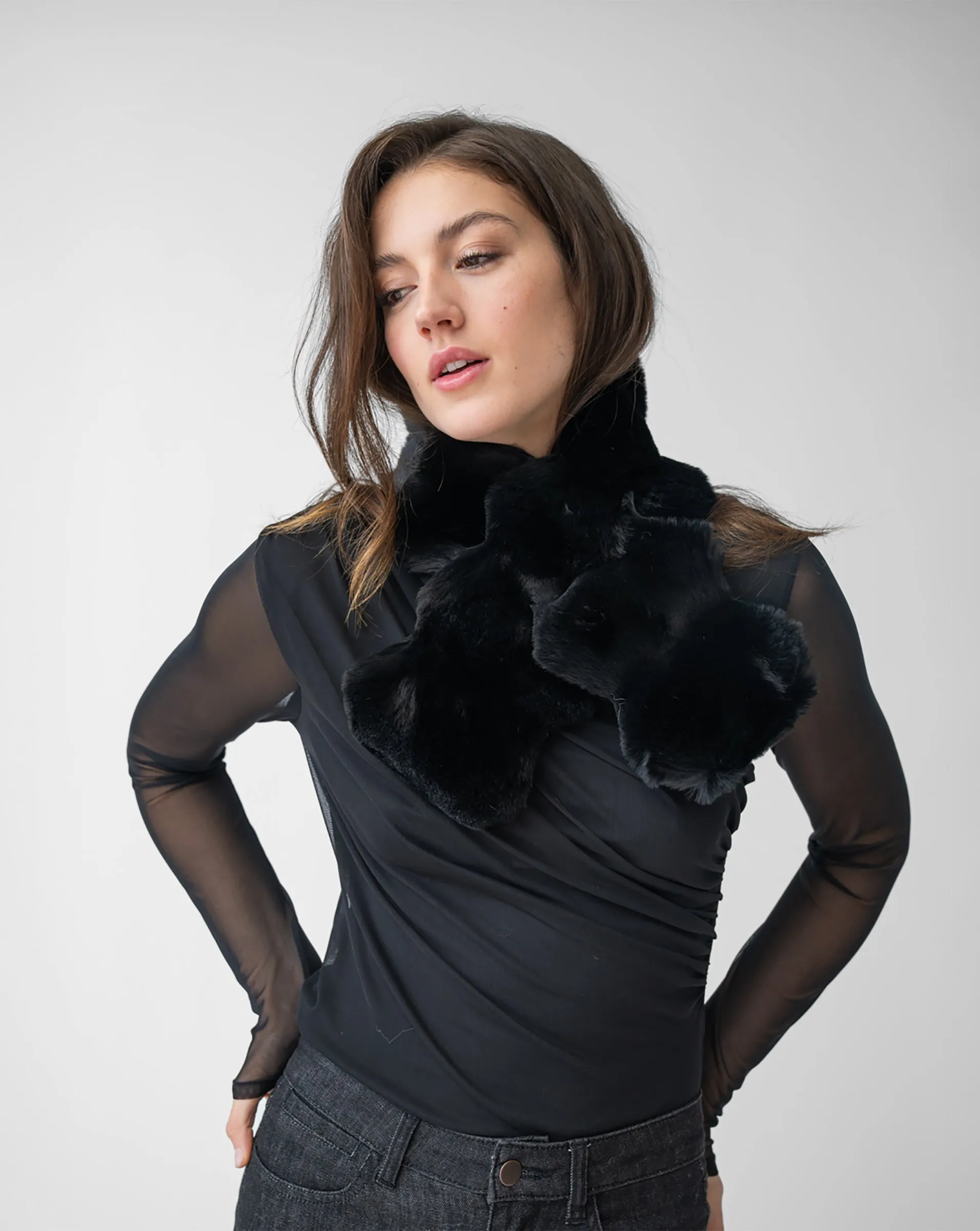 Pull Through Faux Chinchilla Scarf sold by Adrienne Landau product image thumbnail 2