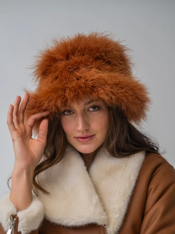 Maribou Feather Bucket Hat sold by Adrienne Landau