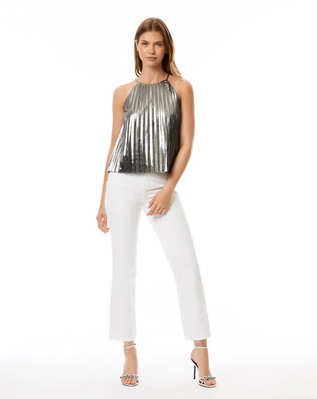 Metallic Silver Halter Top sold by Adrienne Landau