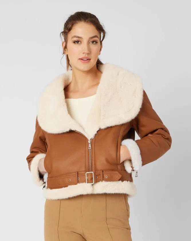 Faux Shearling Bomber Jacket sold by Adrienne Landau product image thumbnail 3
