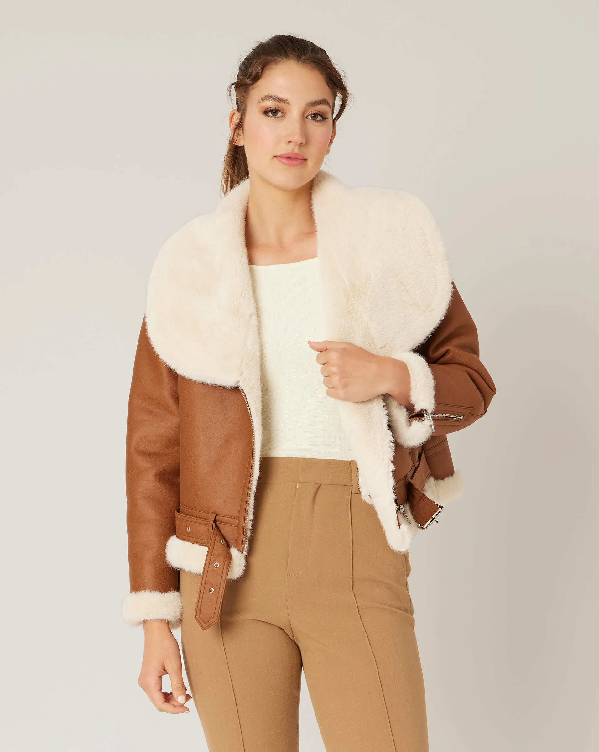 Faux Shearling Bomber Jacket sold by Adrienne Landau