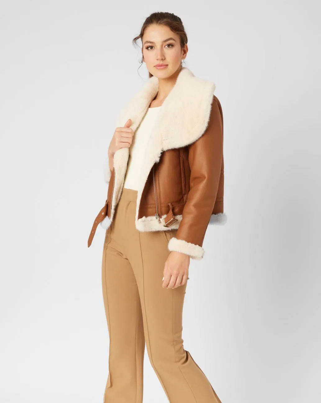 Faux Shearling Bomber Jacket sold by Adrienne Landau product image thumbnail 2