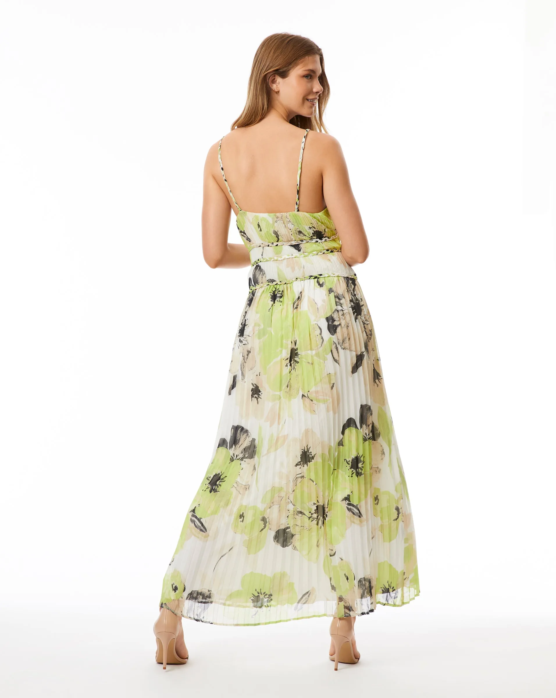 Painted Flower Pleated Midi Dress sold by Adrienne Landau product image thumbnail 4