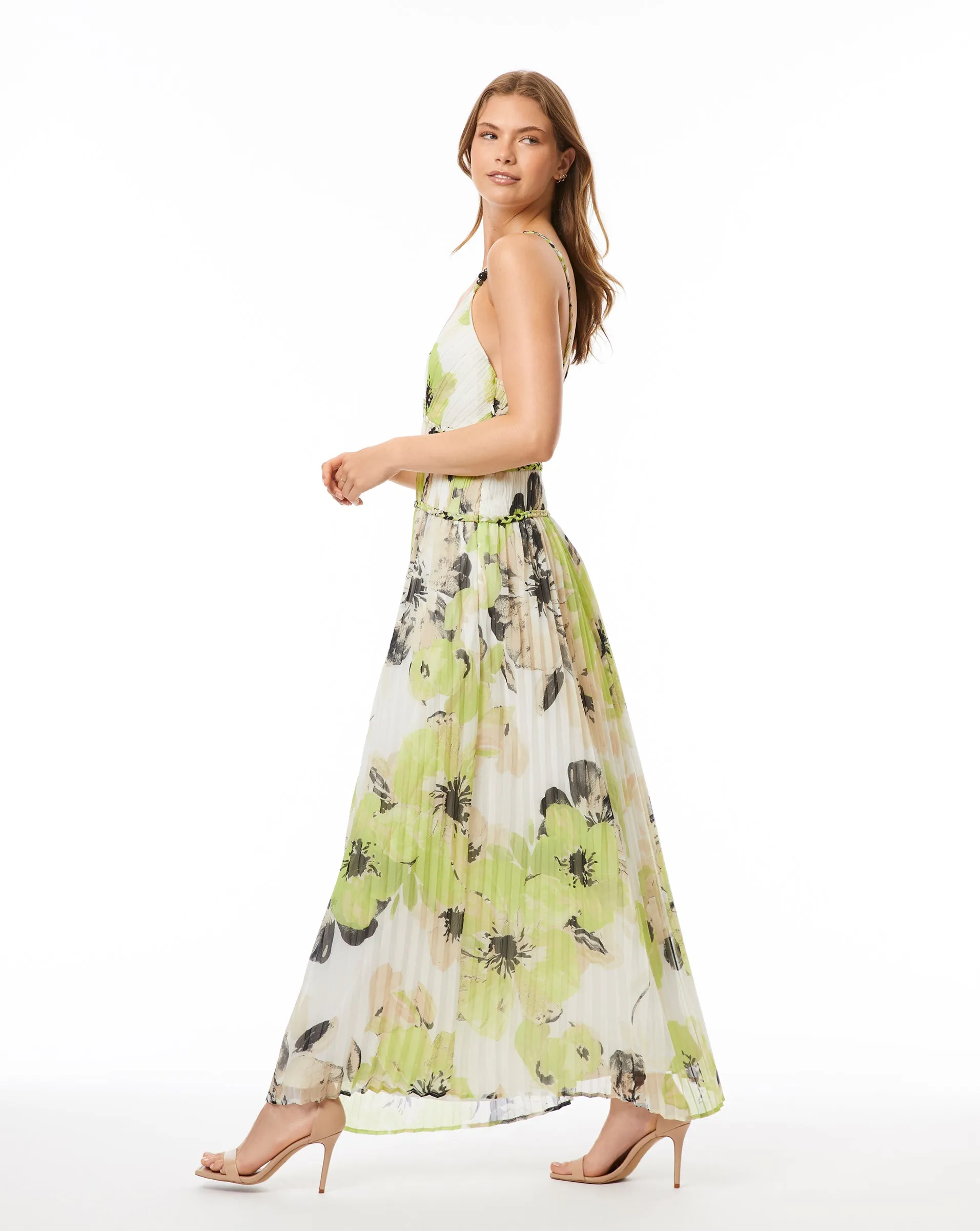 Painted Flower Pleated Midi Dress sold by Adrienne Landau product image thumbnail 2