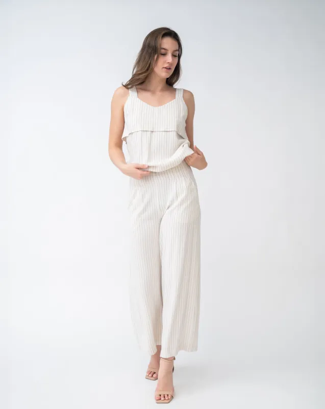 Pinstripe Pleated Linen Blend Pant sold by Adrienne Landau
