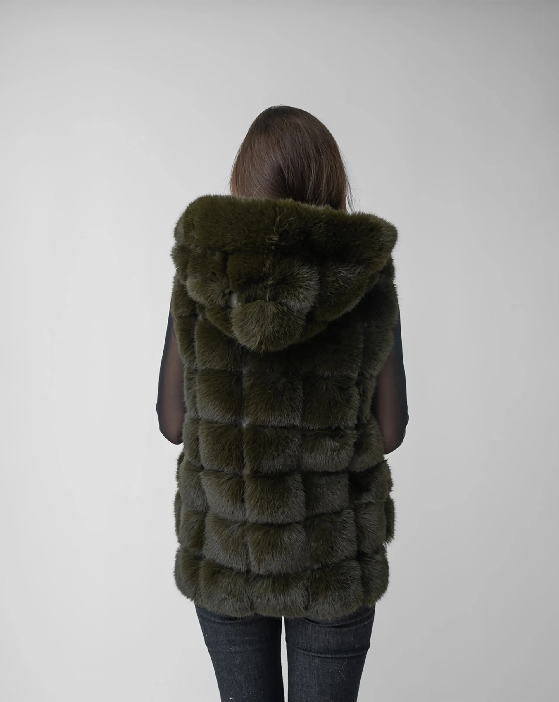 Faux Fur & Faux Leather Hooded Vest sold by Adrienne Landau product image thumbnail 5
