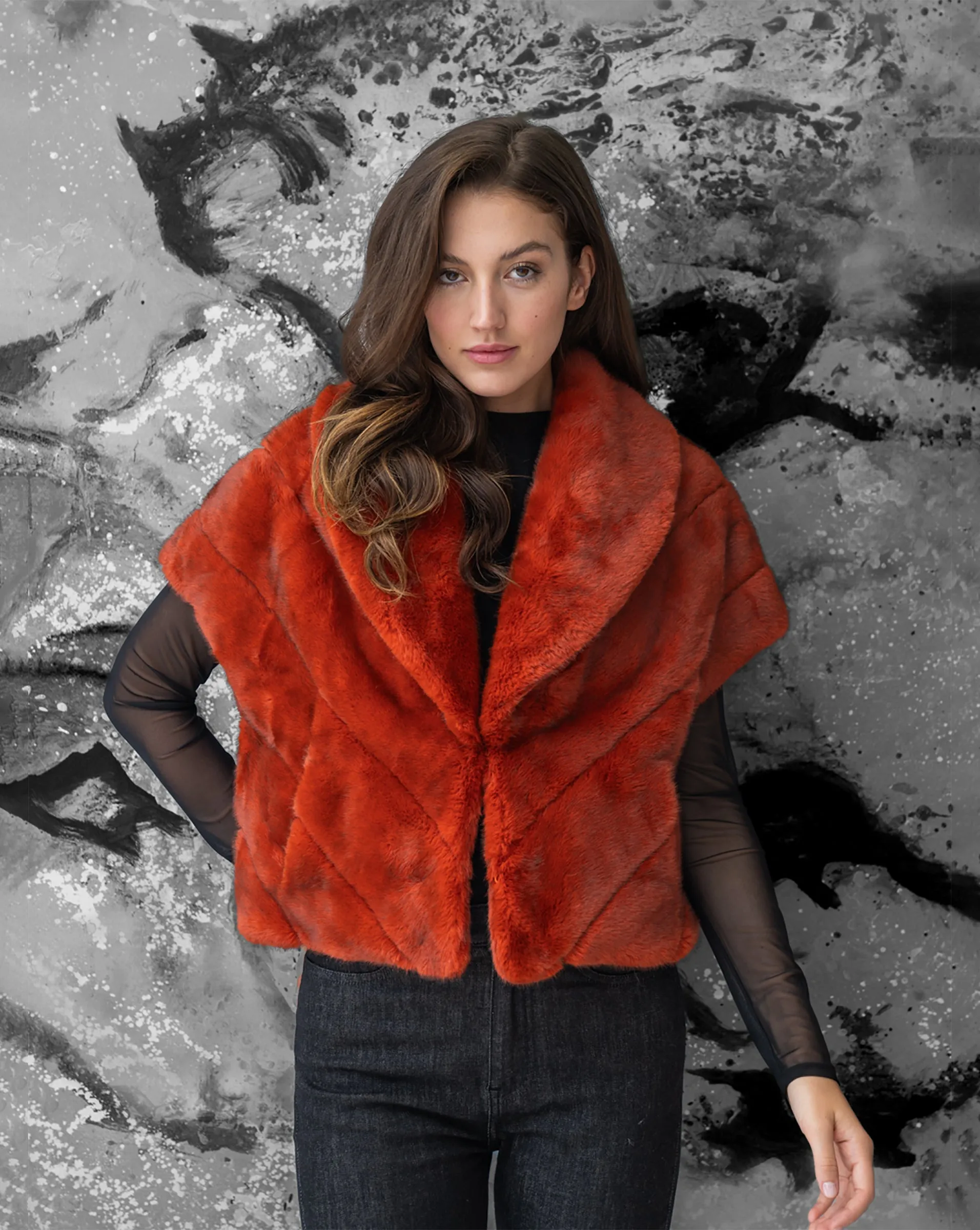 Shawl Collar Faux Fur Vest sold by Adrienne Landau product image thumbnail 5