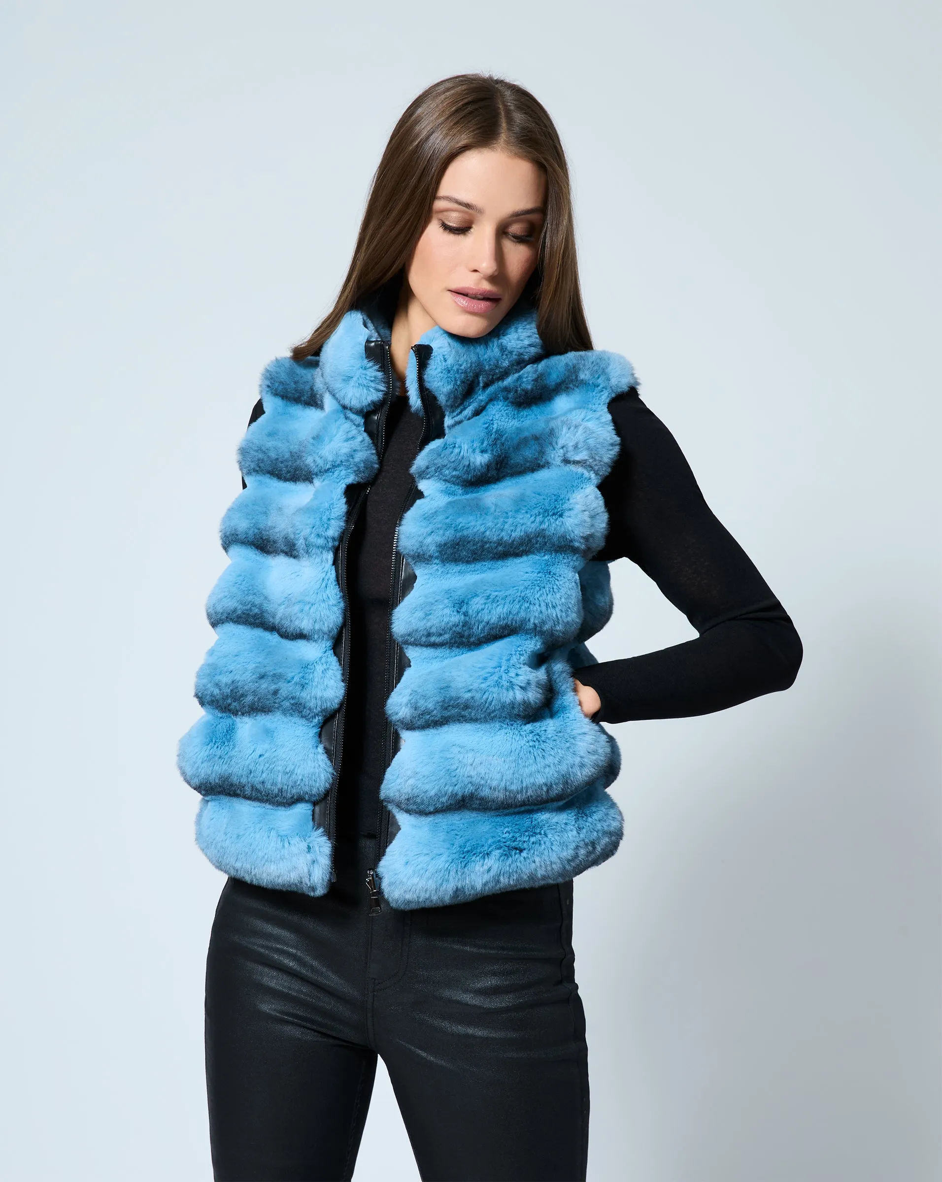 Chinchilla Faux Fur Vest sold by Adrienne Landau
