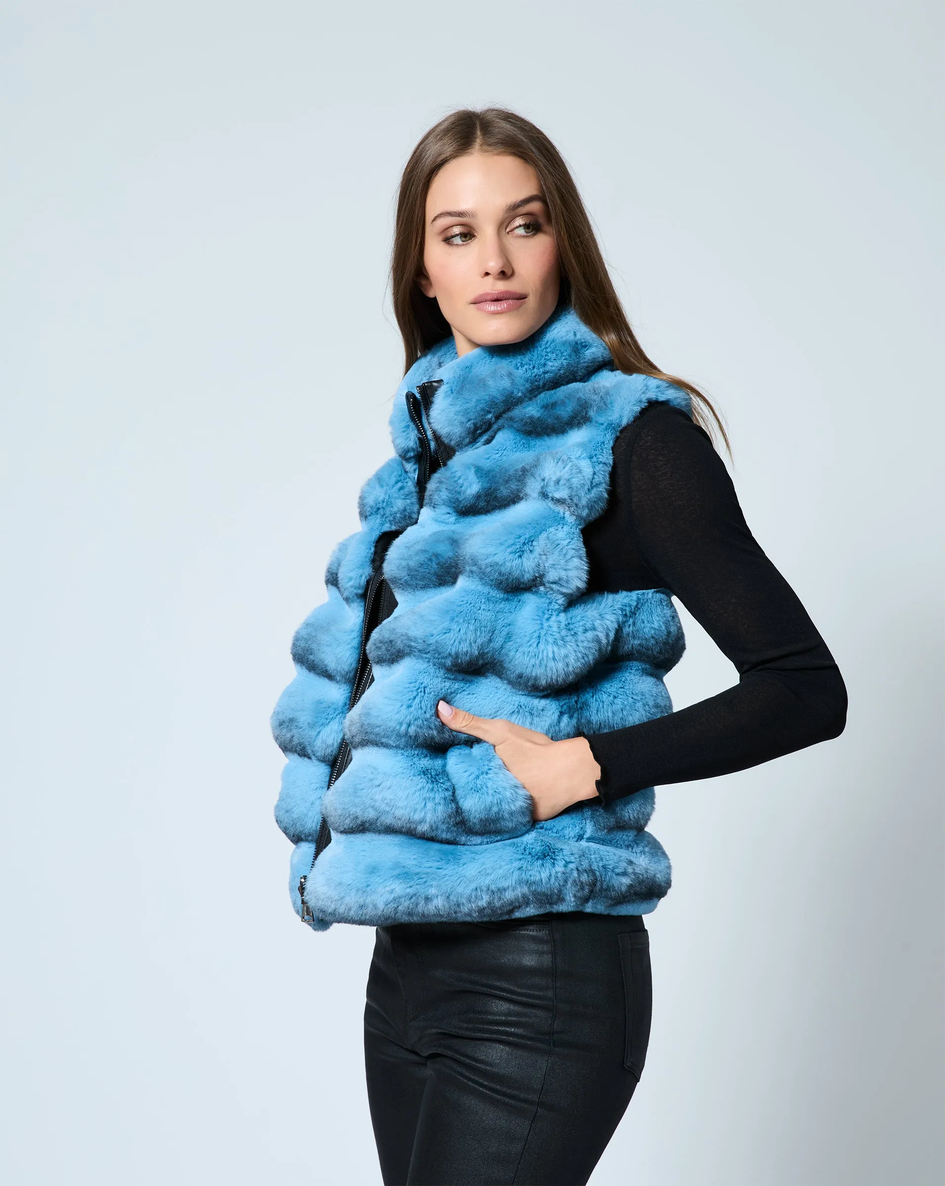 Chinchilla Faux Fur Vest sold by Adrienne Landau product image thumbnail 3