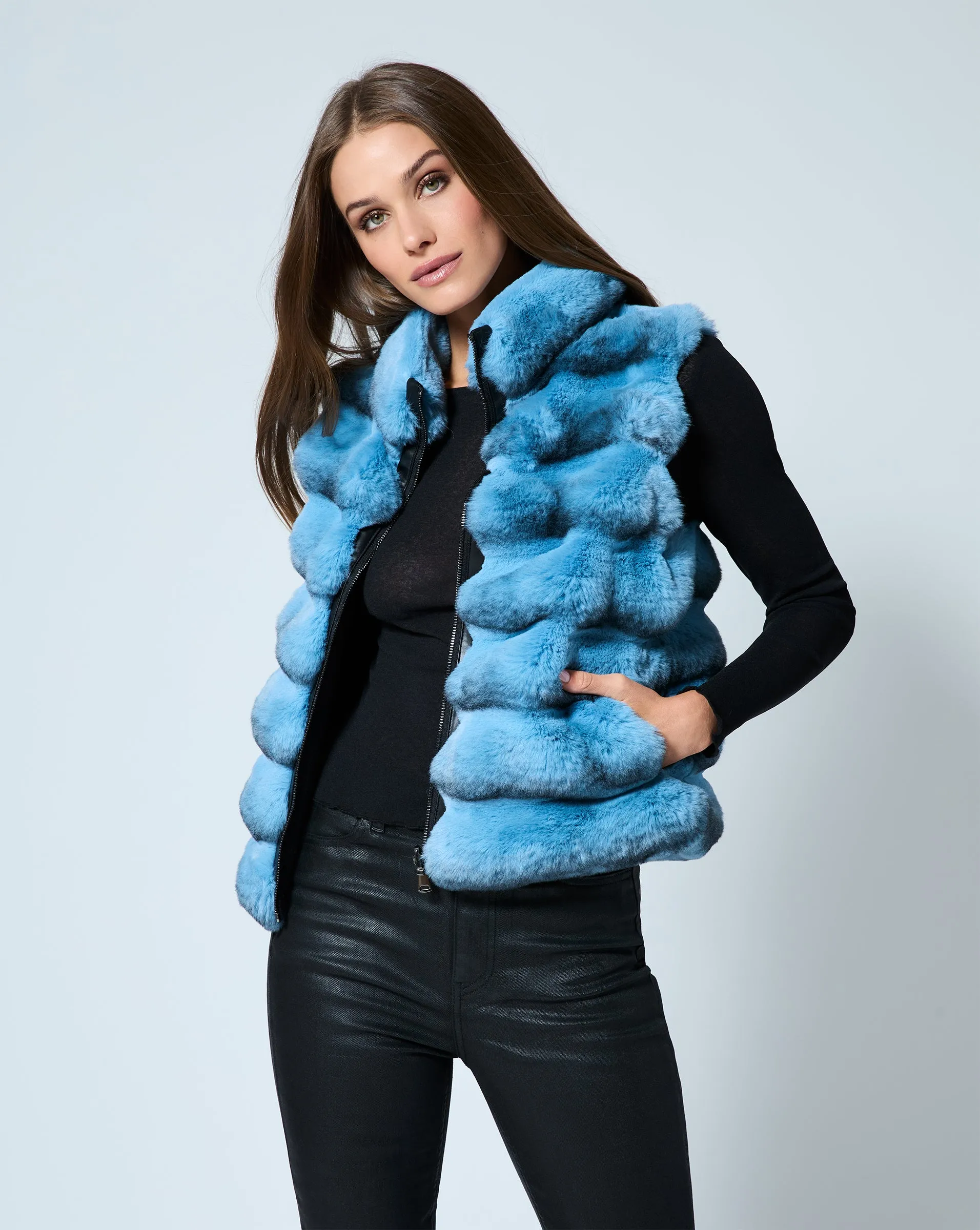 Chinchilla Faux Fur Vest sold by Adrienne Landau product image thumbnail 4