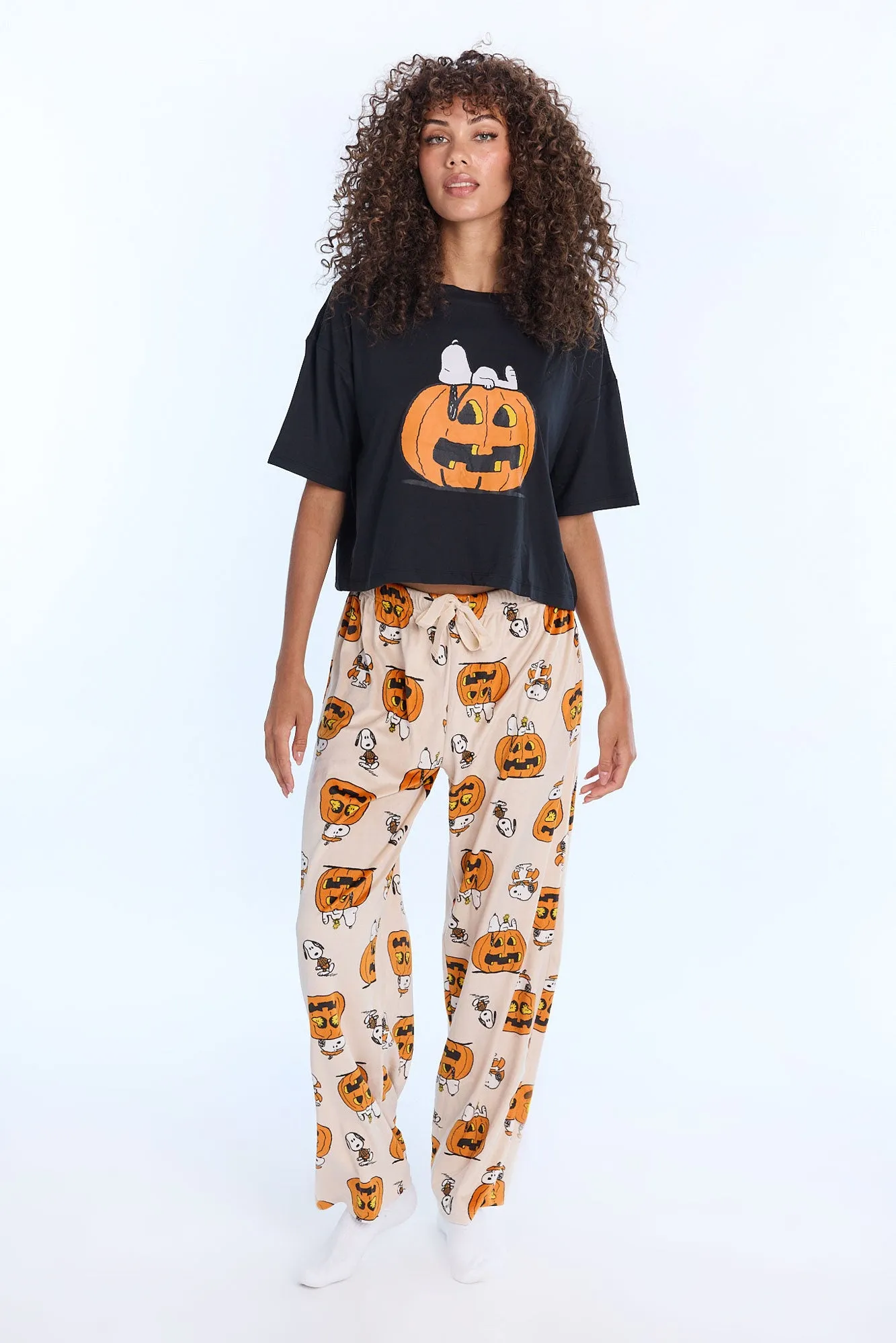 Peanuts Snoopy Pumpkin Pajama Tee & Velour Pants 2-Piece Set sold by Aeropostale