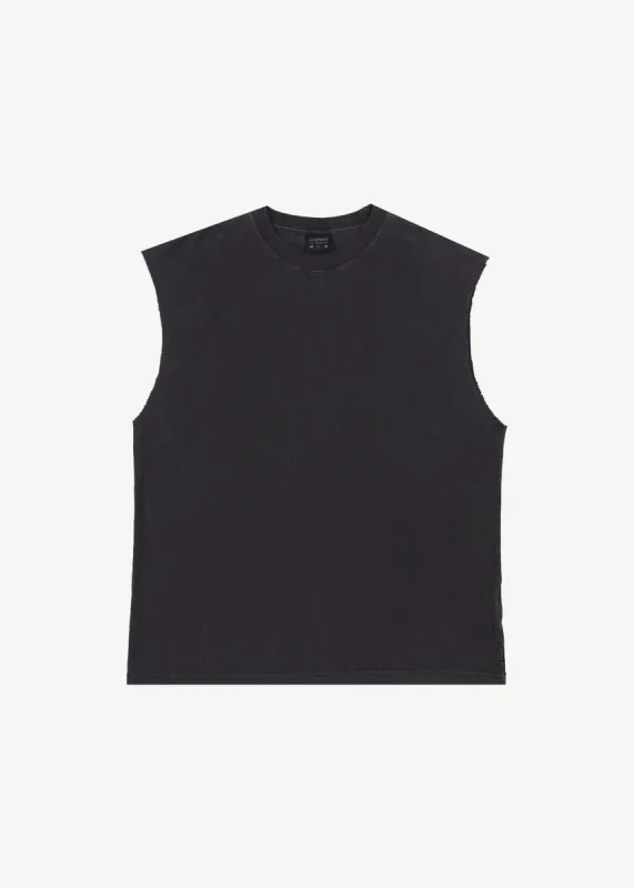 AFENDS Mens Vacation - Sleeveless Tee - Stone Black sold by Afends
