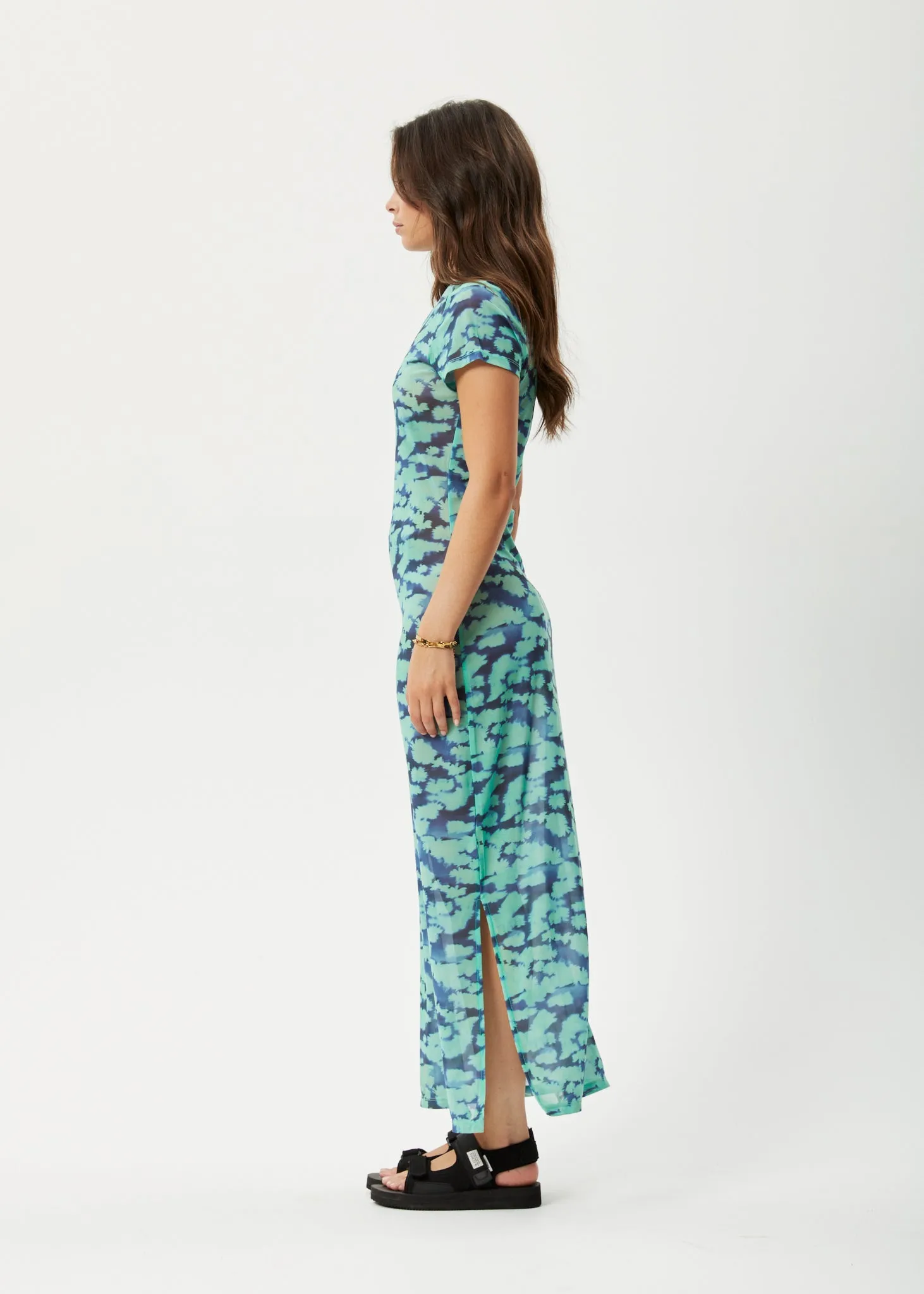 AFENDS Womens Liquid - Sheer Maxi Dress - Jade Floral sold by Afends product image thumbnail 5