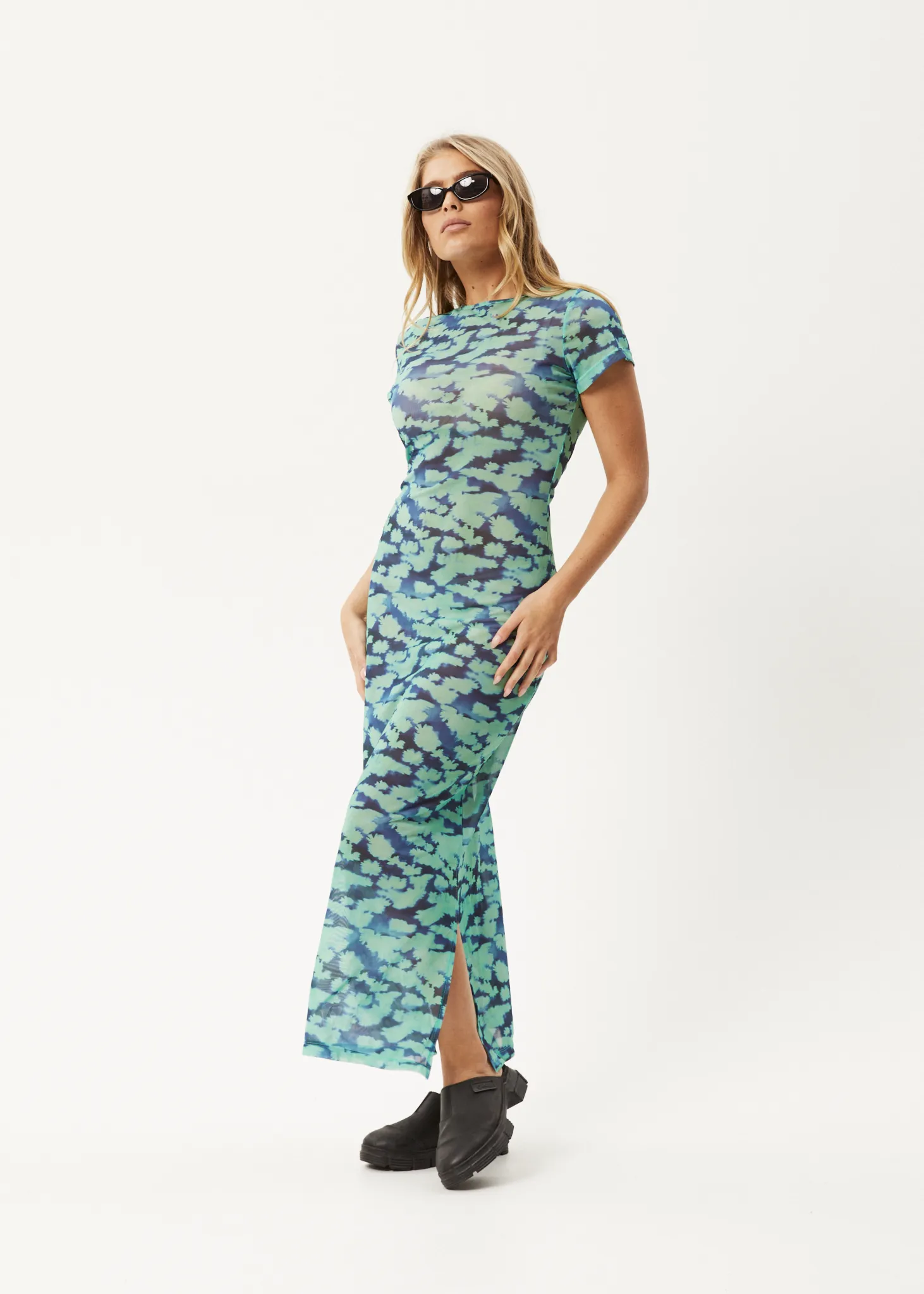 AFENDS Womens Liquid - Sheer Maxi Dress - Jade Floral sold by Afends
