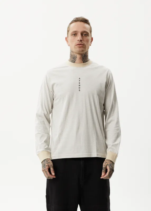 AFENDS Mens System - Striped Long Sleeve T-Shirt - Bone sold by Afends