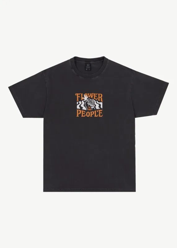AFENDS Mens Power Plant - Boxy Graphic T-Shirt - Stone Black sold by Afends