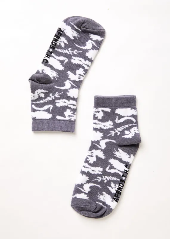 AFENDS Unisex Bayley - Floral Crew Socks - Steel sold by Afends