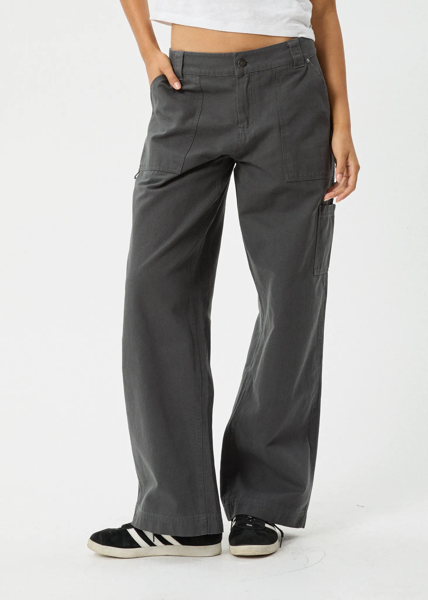 AFENDS Womens Lexi - Low Rise Workwear Pant - Gunmetal sold by Afends product image thumbnail 3