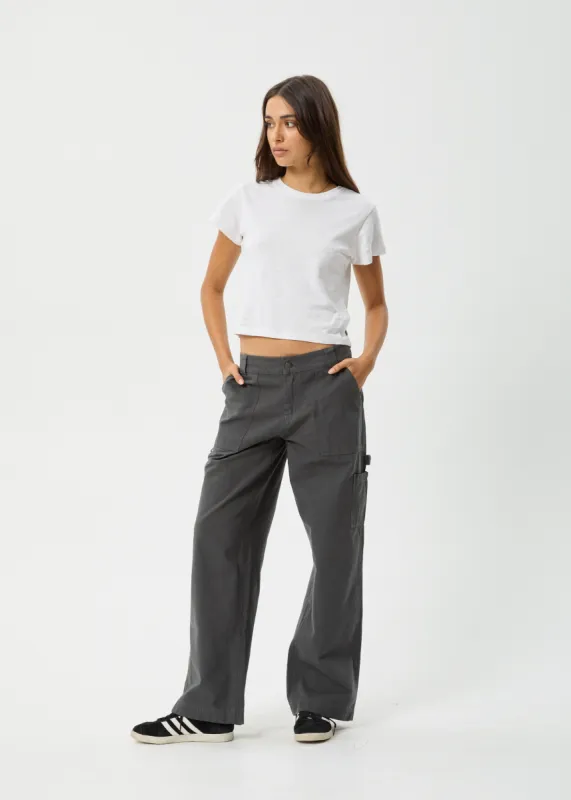 AFENDS Womens Lexi - Low Rise Workwear Pant - Gunmetal sold by Afends