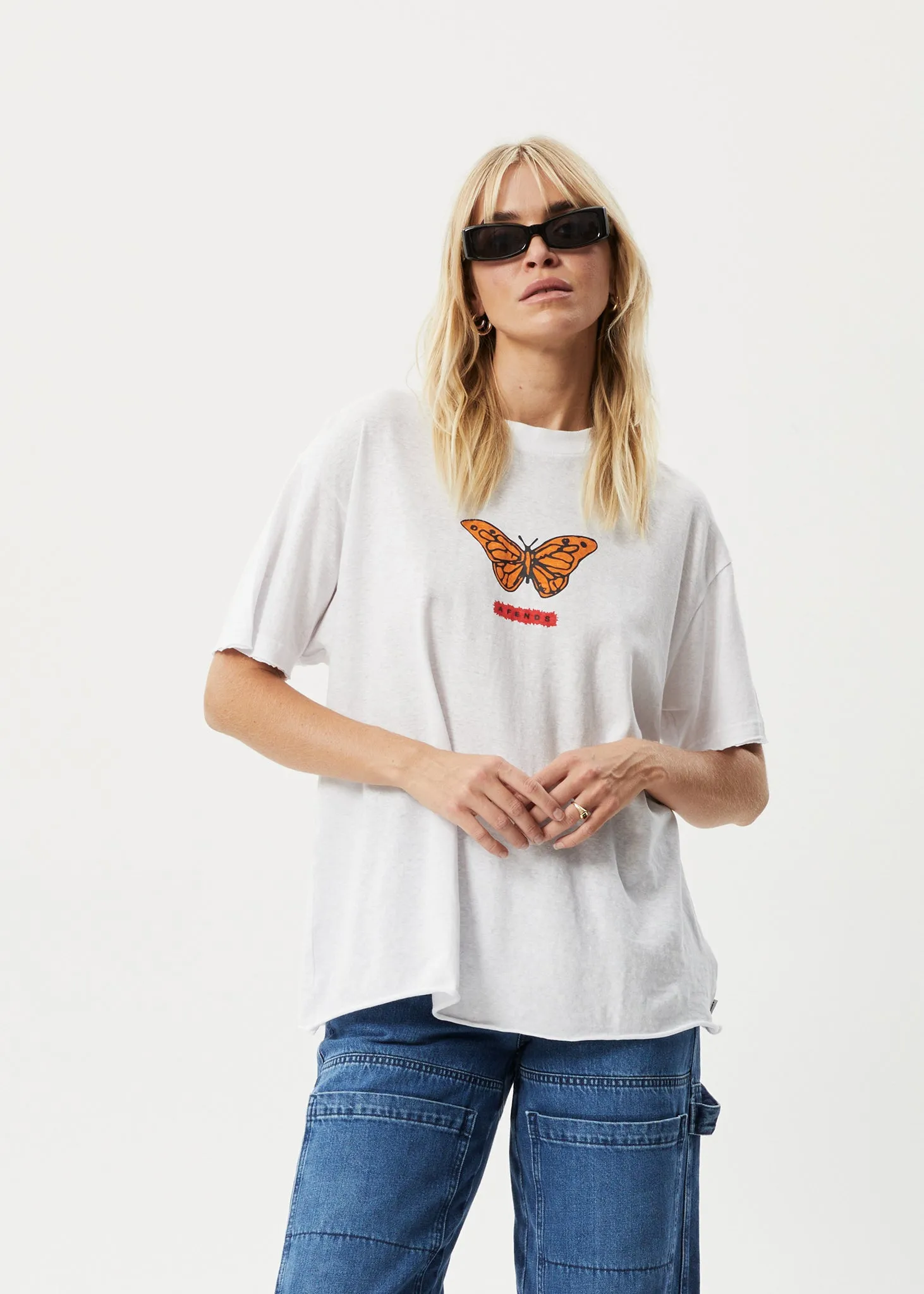 AFENDS Womens Papillon - Oversized T-Shirt - White sold by Afends