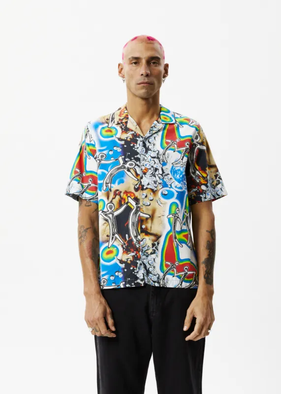 AFENDS Mens Water Is Life - Cuban Short Sleeve Shirt - Multi made by Afends