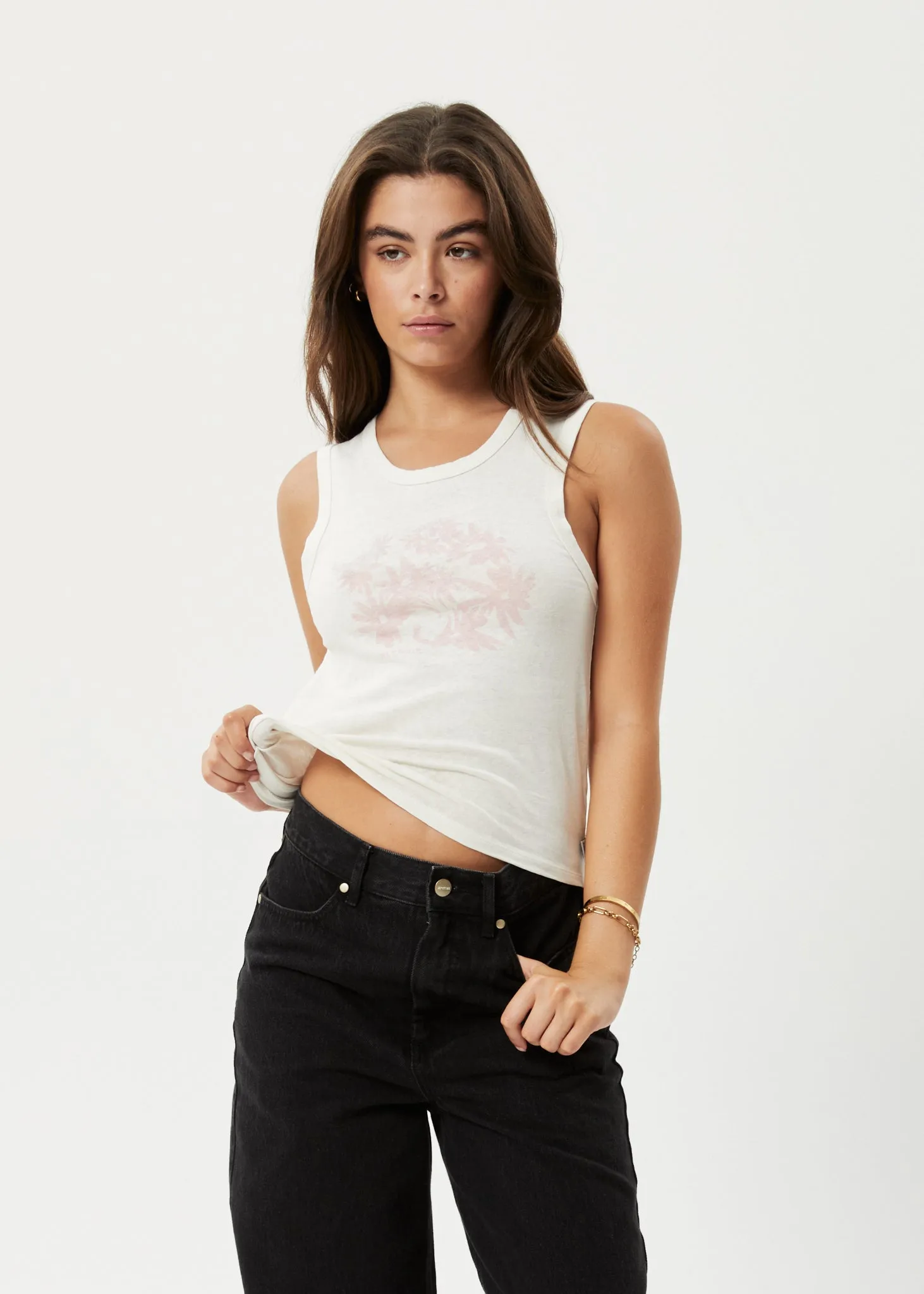 AFENDS Womens Vise Jasmin - Graphic Tank - Off White sold by Afends