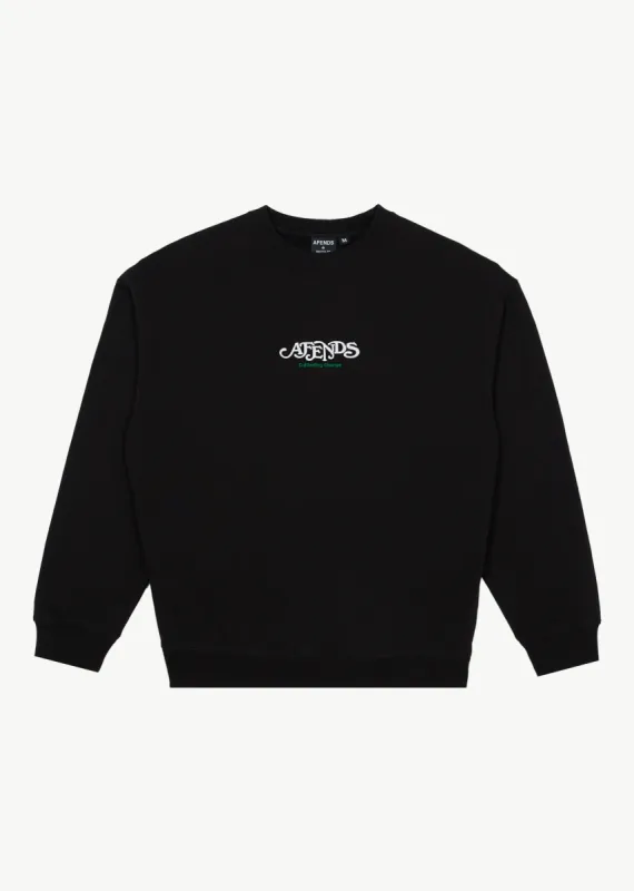 AFENDS Mens Break Through - Crew Neck - Black sold by Afends