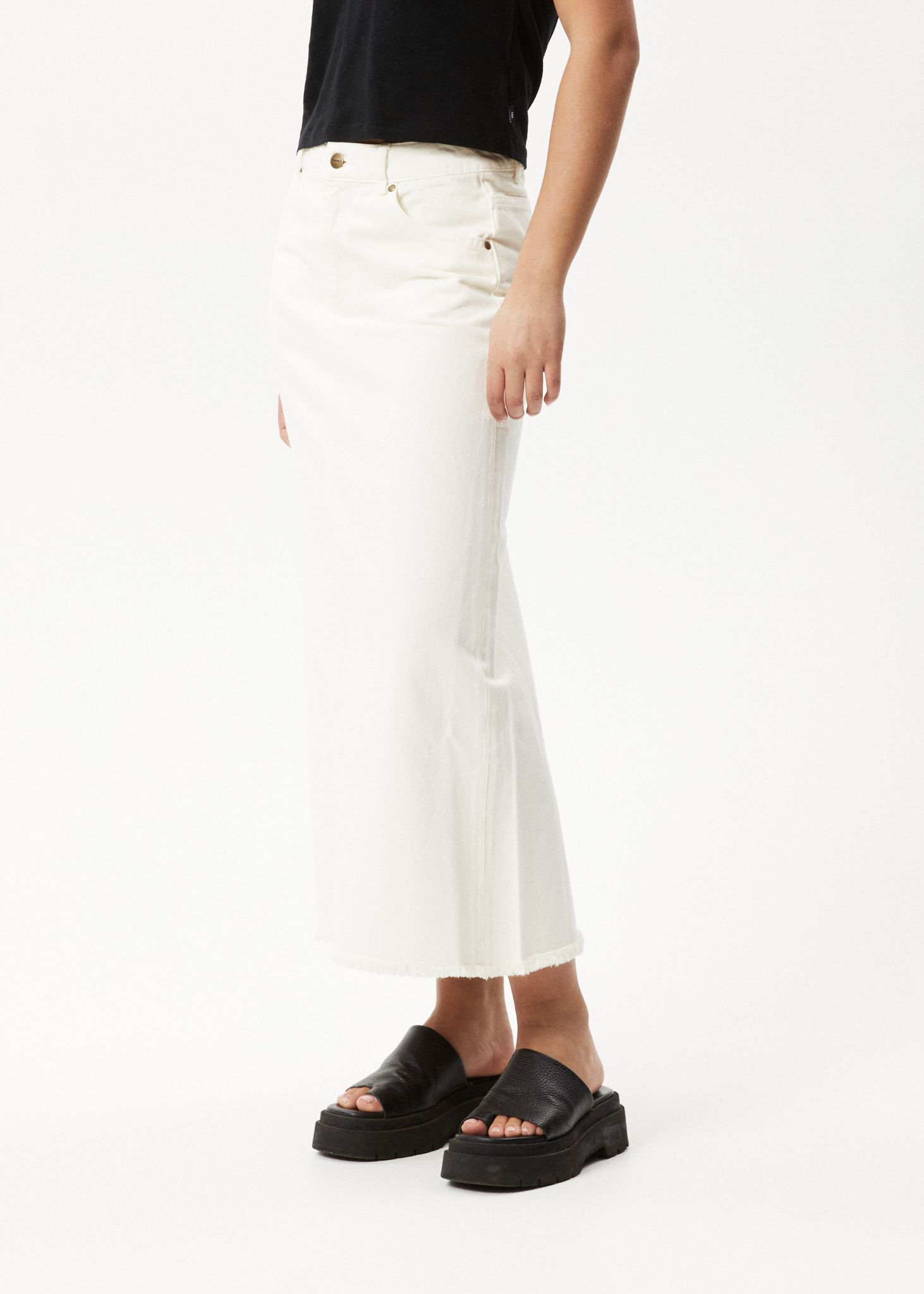 Afends Womens Chichi - Organic Denim Midi Skirt - Off White sold by Afends product image thumbnail 4