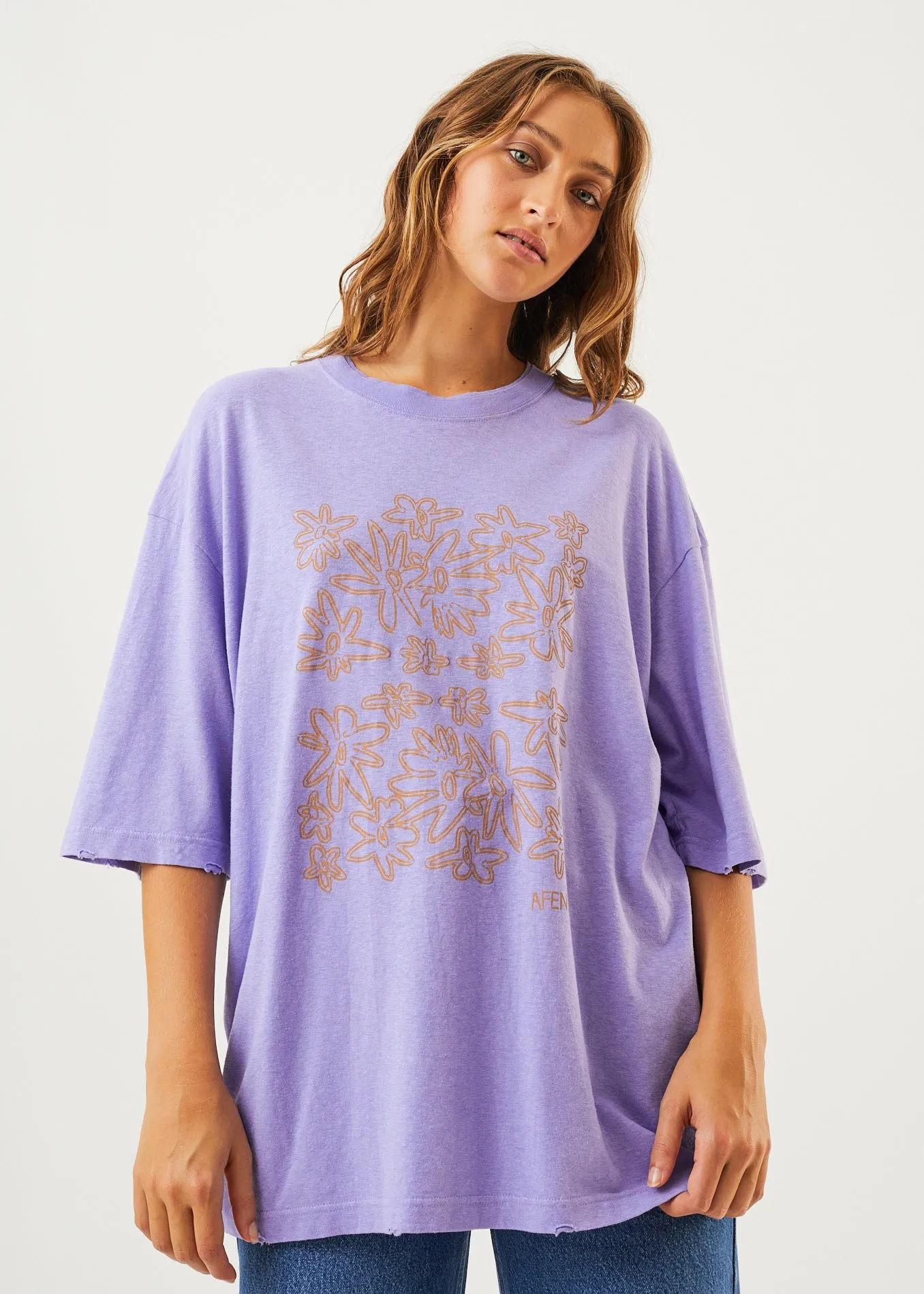 Afends Womens Ava - Hemp Oversized Graphic T-Shirt - Plum | Parallel
