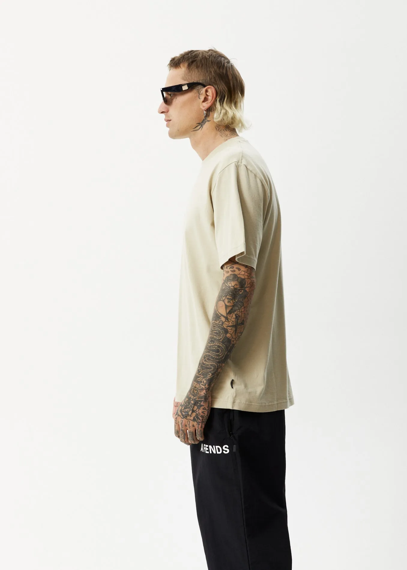 AFENDS Mens Liquid - Retro Logo T-Shirt - Cement sold by Afends product image thumbnail 5