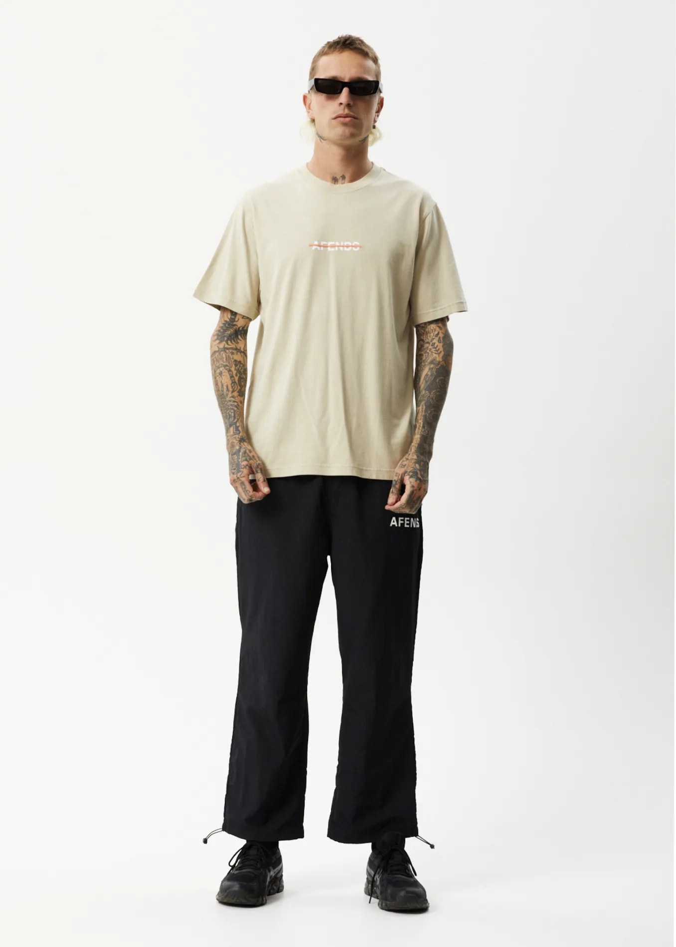 AFENDS Mens Liquid - Retro Logo T-Shirt - Cement sold by Afends product image thumbnail 4