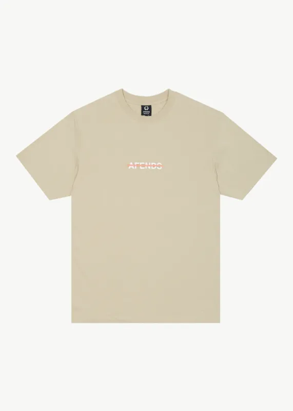 AFENDS Mens Liquid - Retro Logo T-Shirt - Cement sold by Afends