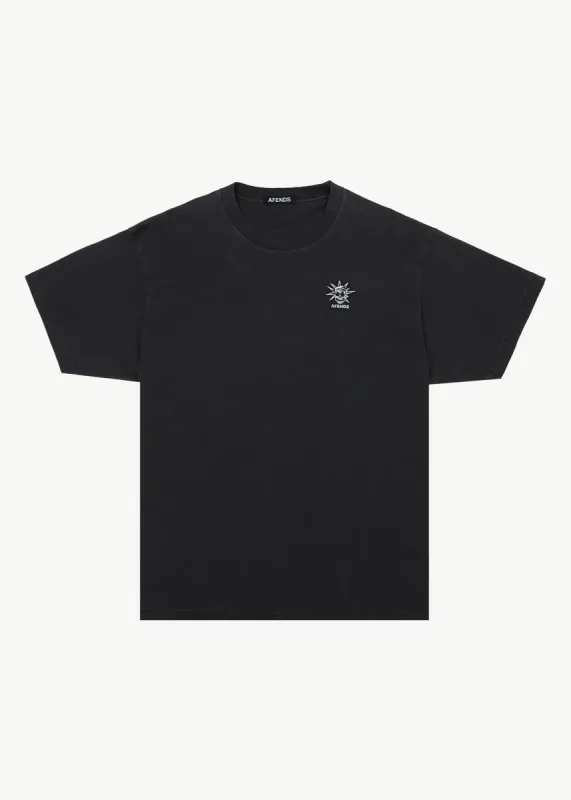 AFENDS Mens Graveyard - Boxy Tee - Stone Black sold by Afends