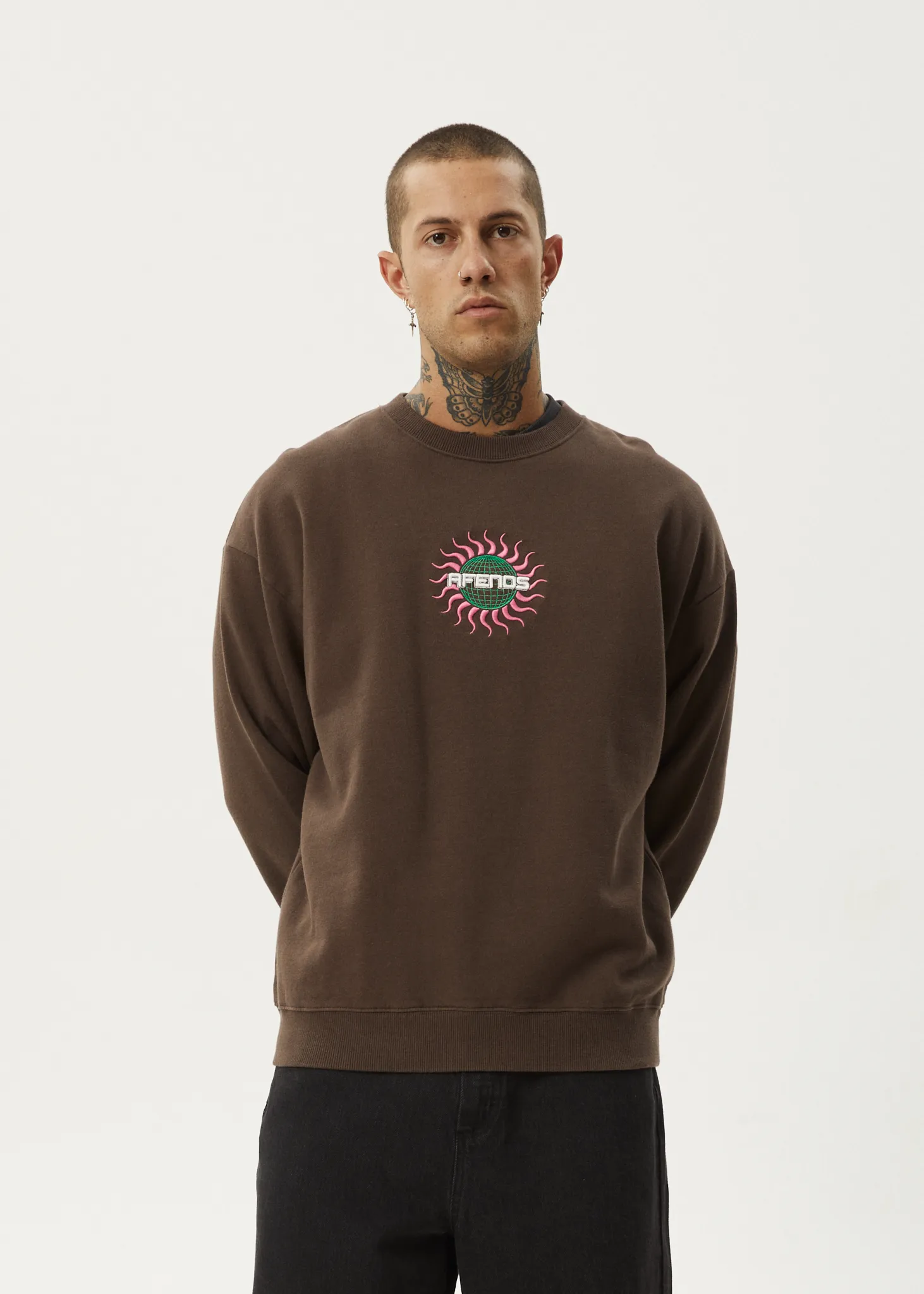 AFENDS Mens Solar Flare - Crew Neck - Coffee sold by Afends product image thumbnail 2