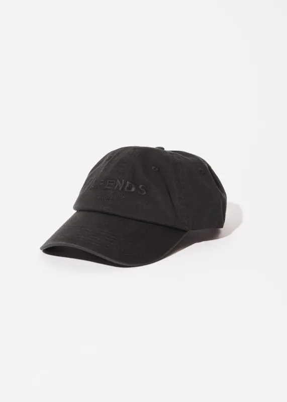 AFENDS Mens Questions - Six Panel Cap - Washed Black sold by Afends