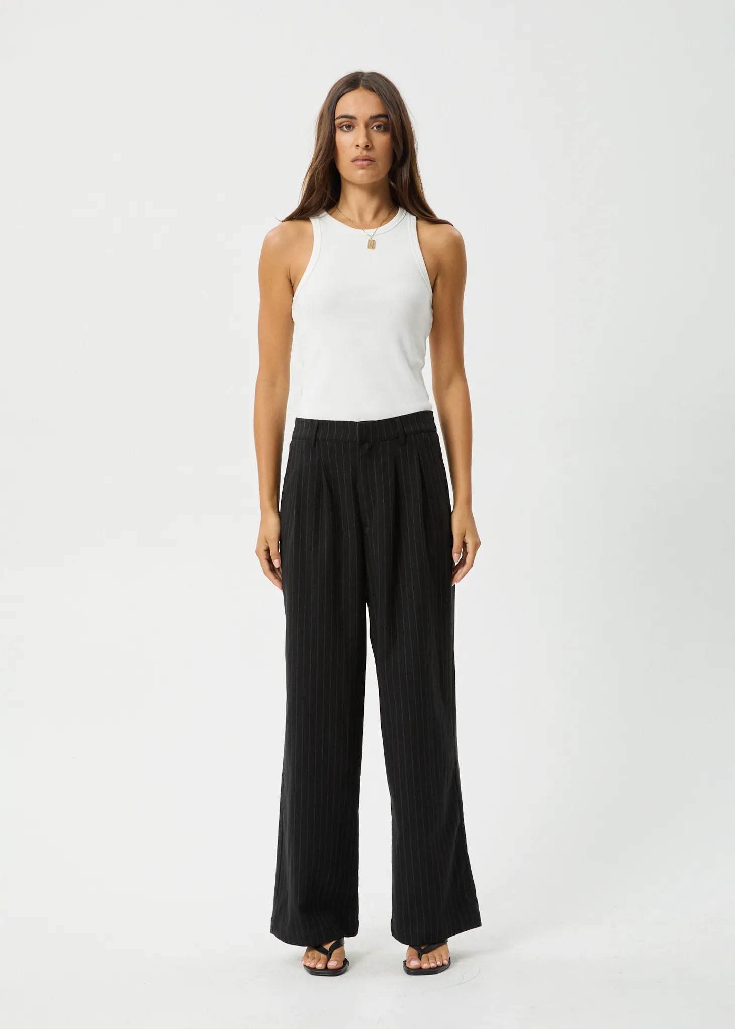 AFENDS Womens Business - Pleat Trouser - Black sold by Afends