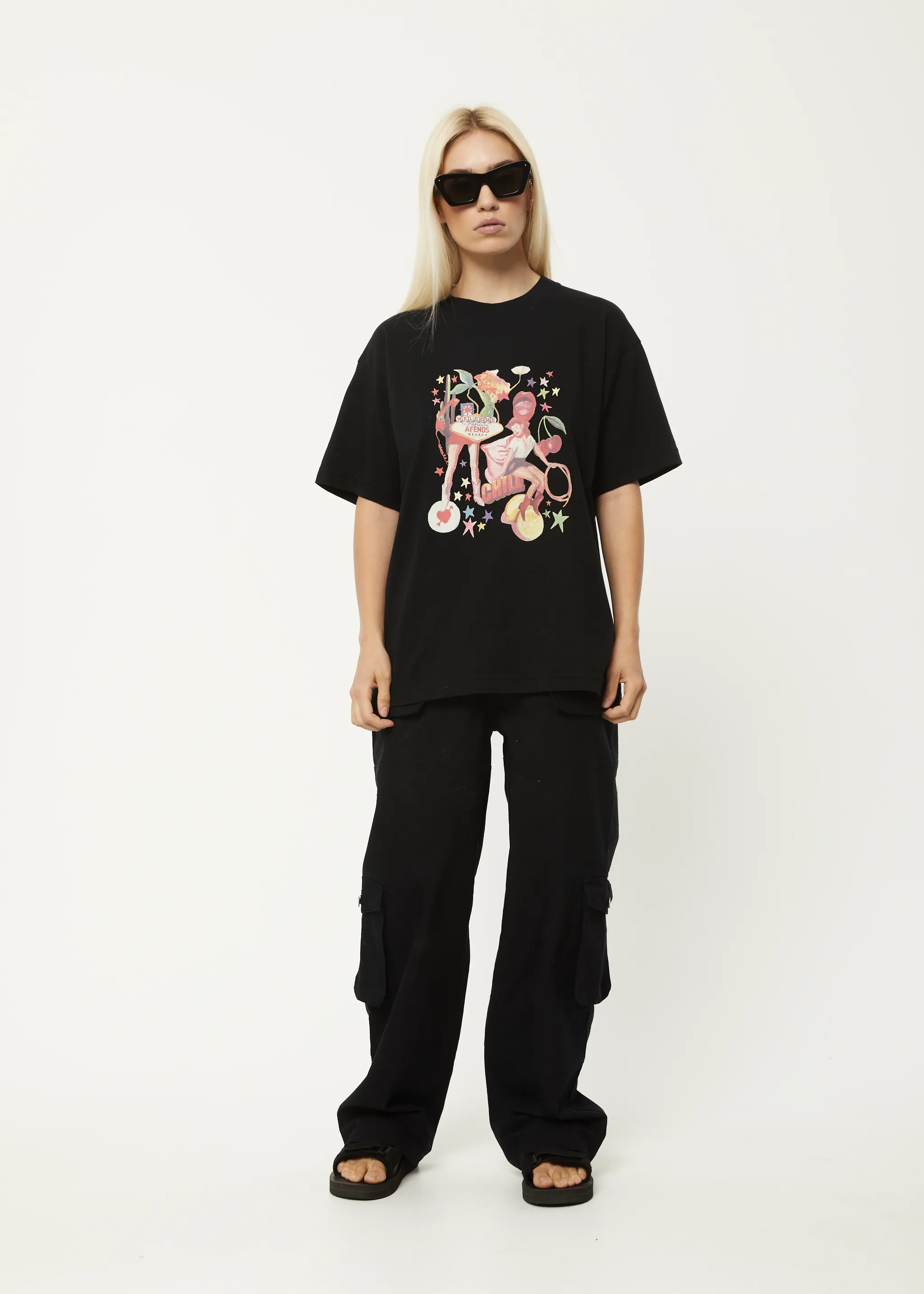 AFENDS Womens Josie Slay - Oversized Graphic T-Shirt - Black sold by Afends product image thumbnail 3